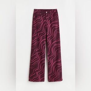 H& M women’s  Wide-leg Twill Pants pink purple us4